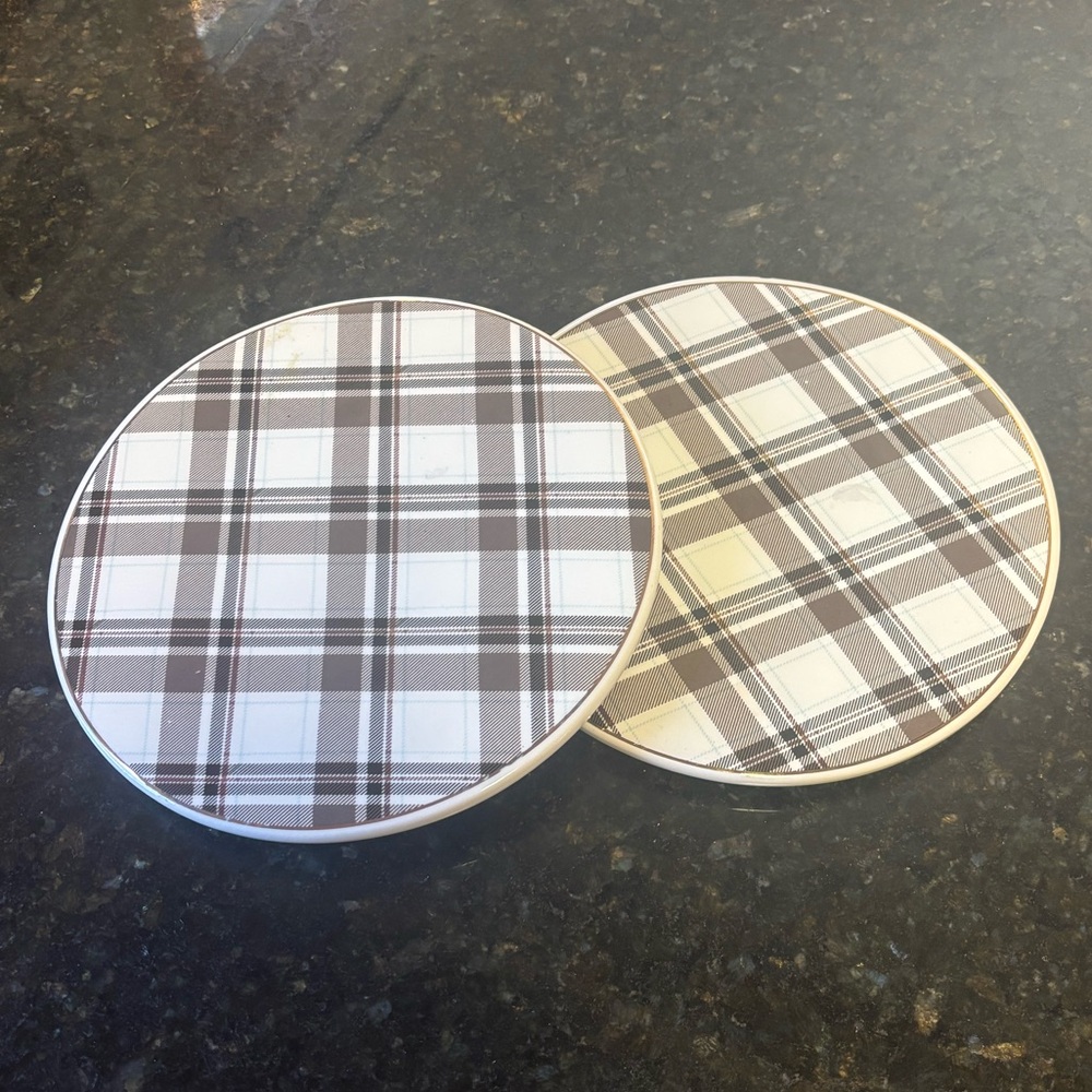 Plaid Pot Holders Glass - Set of 2